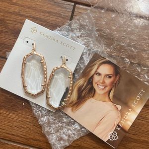 Nwt kendra Scott large Ella earrings. Clear and rose gold